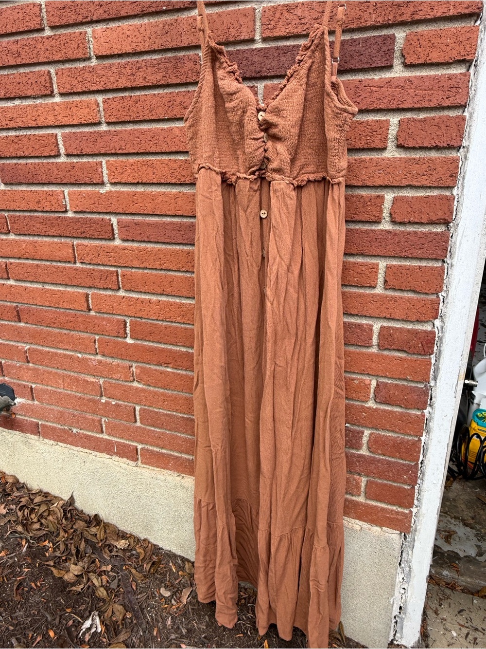 Blu Pepper Rust Brown Maxi Dress with Spaghetti Straps